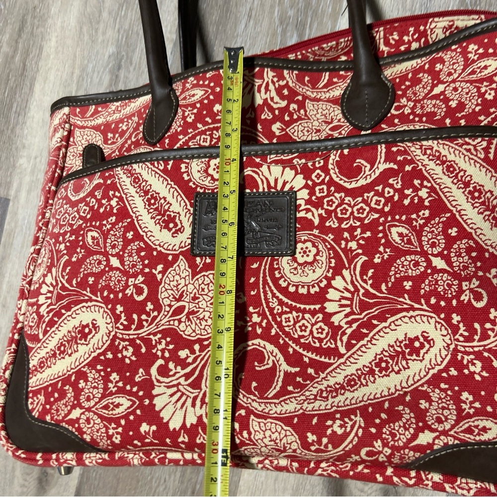 American Living Ralph Lauren Tote Bag Women Red Paisley Canvas Shoulder Satchel - Picture 9 of 10
